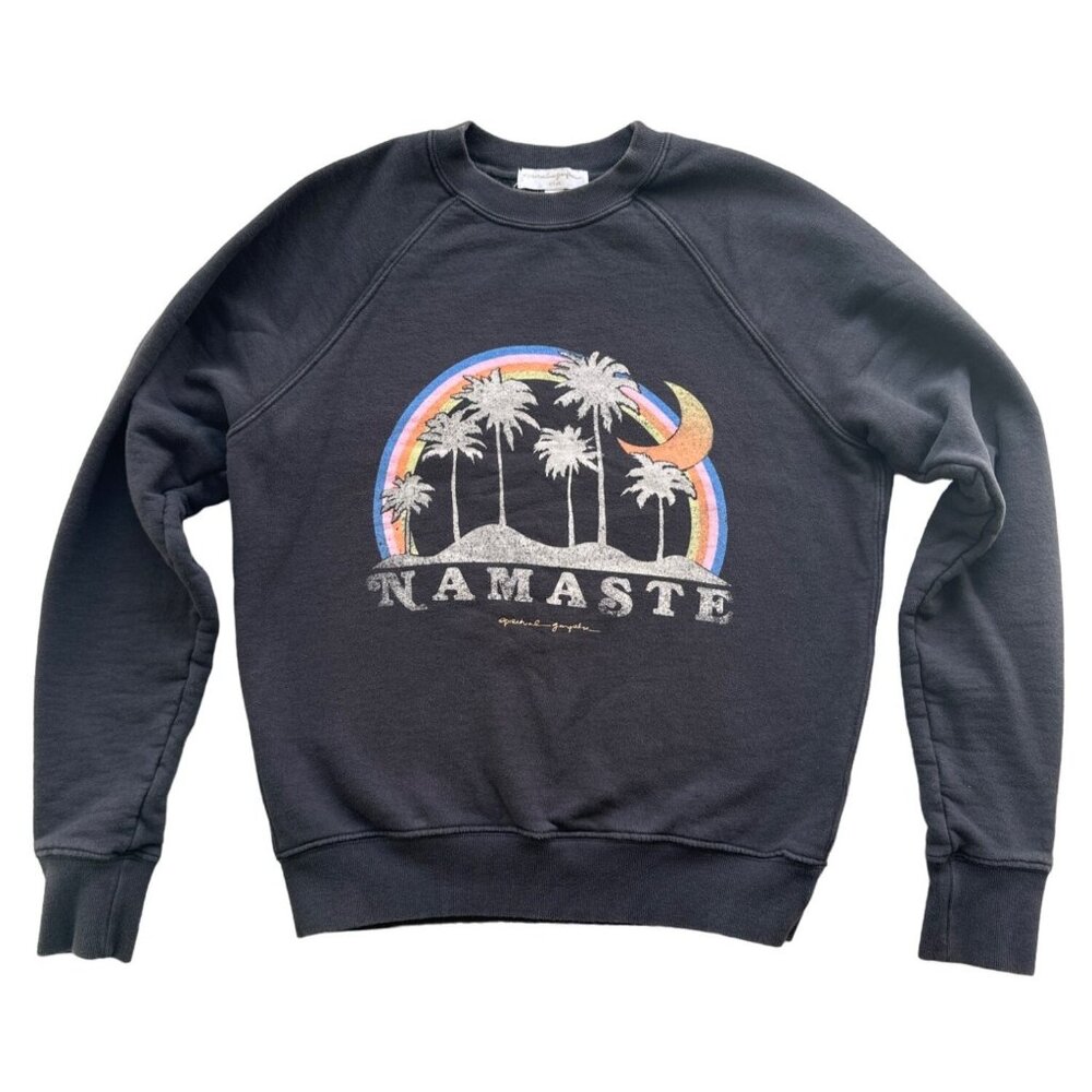 Spiritual Gangster charcoal grey graphic print raglan crewneck sweatshirt with r